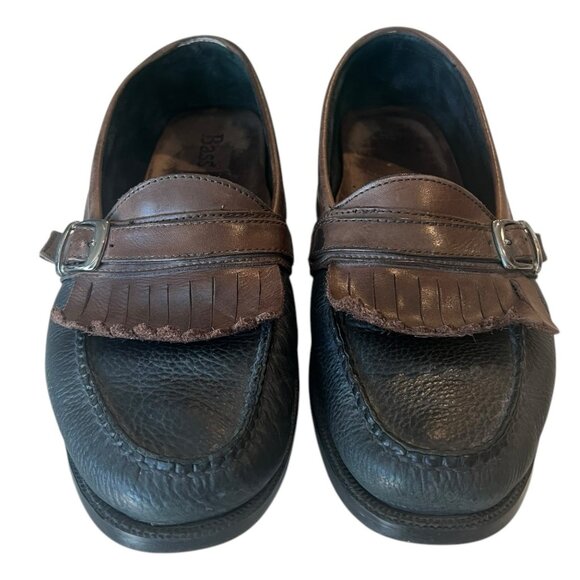 Bass Mens Quimby Leather Kiltie Tassel Slip-On Dress Loafers Black/Brown Sz 10.5 - Picture 3 of 8